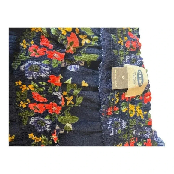 Old Navy Women's Medium Blue Hawaiian Print Off The Shoulder Blouse - Picture 5 of 5
